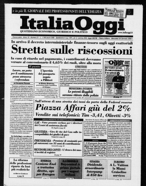 Italia oggi : quotidiano di economia finanza e politica